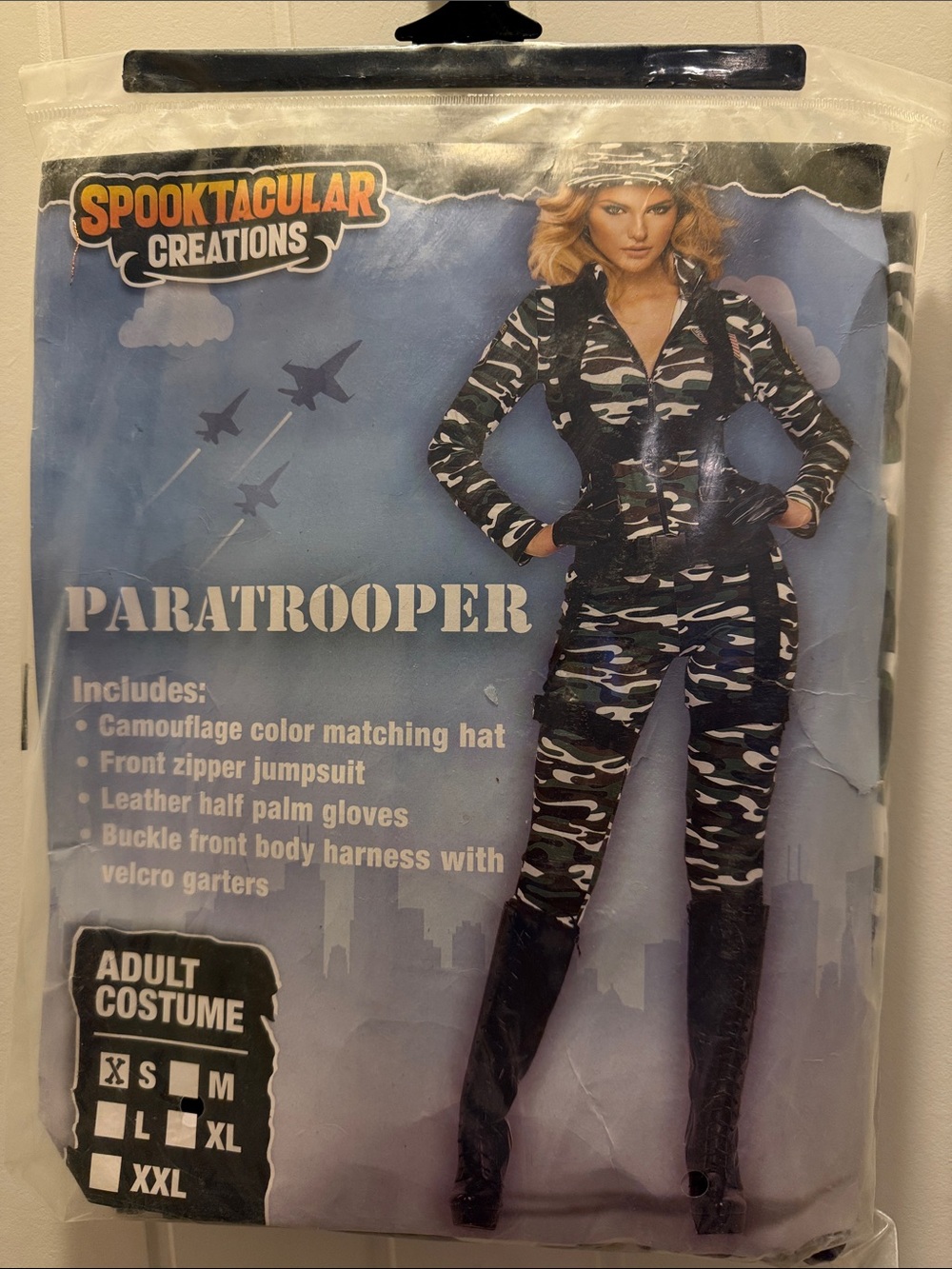 Spooktacular Creations Women's Paratrooper Camouflage Jumpsuit - Black/Gray (S)